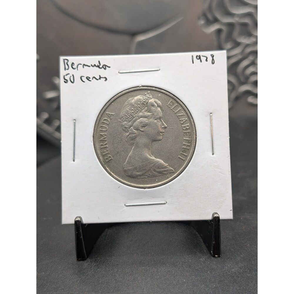 1978 Bermuda 50 Cents • Queen Elizabeth II • Attractive Natural Toning